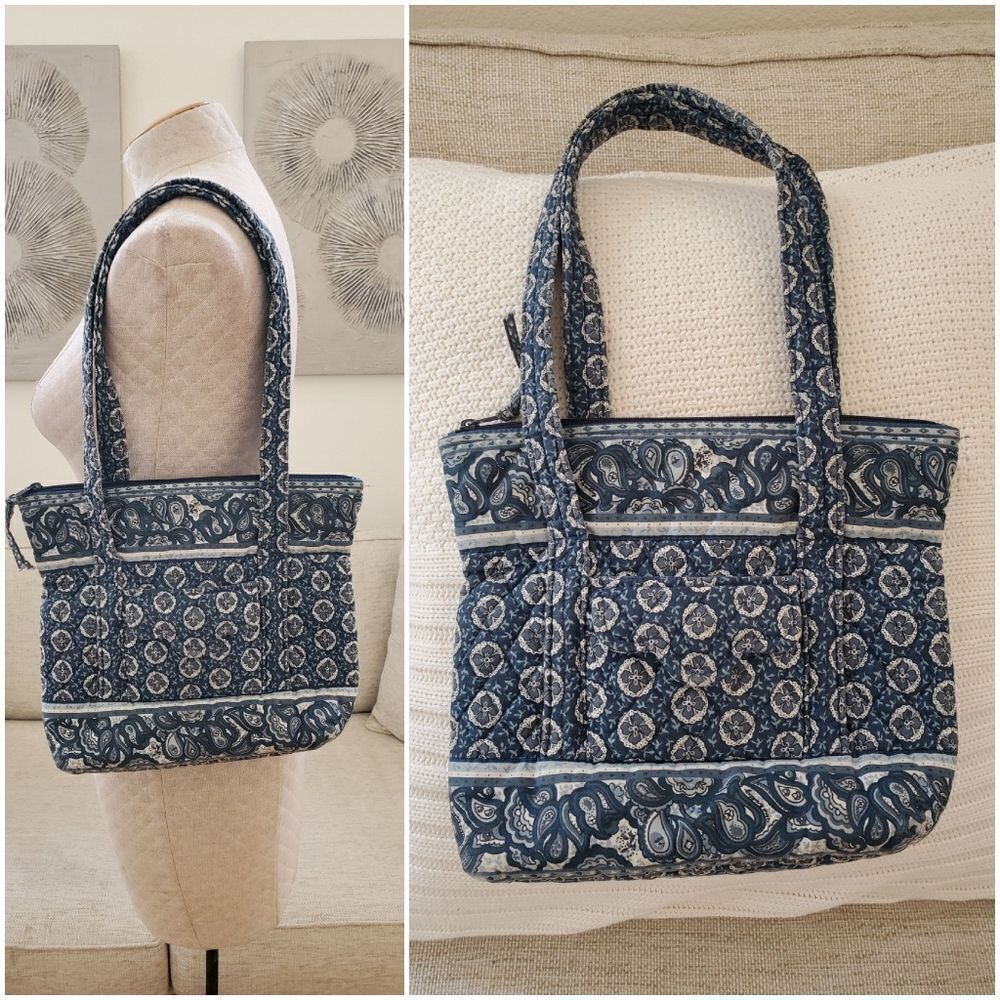 Vera Bradley Vintage Blue Coin Style Small Tote Bag